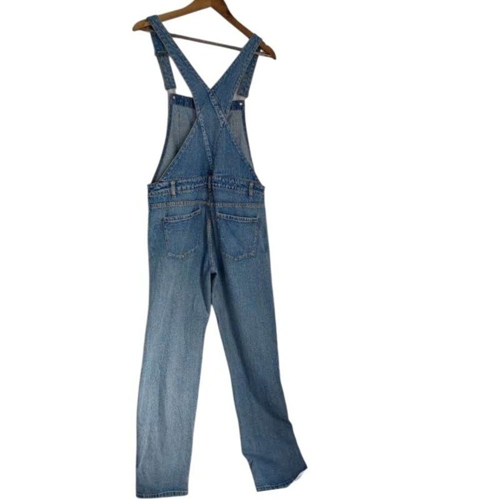 Honey Punch Blue Distressed Denim Overalls L Ripped Straight Leg Y2K Vintage Sty - Picture 4 of 12